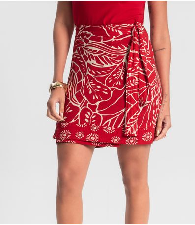 Saia Pareô Curta Feminina Estampada Rovitex Vermelho