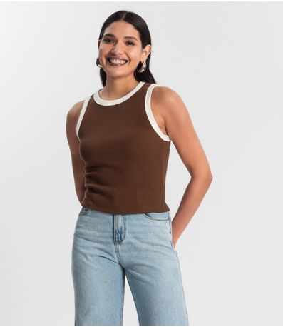 Regata de Ribana Feminina Rovitex Marrom