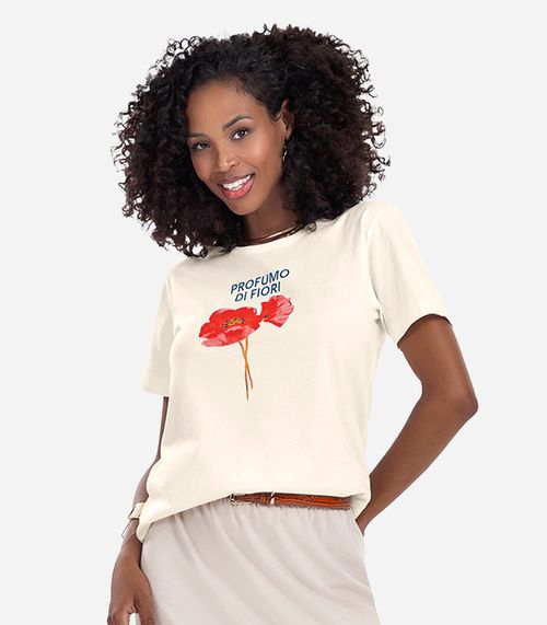 Blusa T- Shirt Feminina Bege