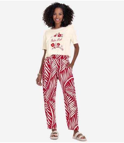 Calça Feminina Estampada Rovitex Vermelho