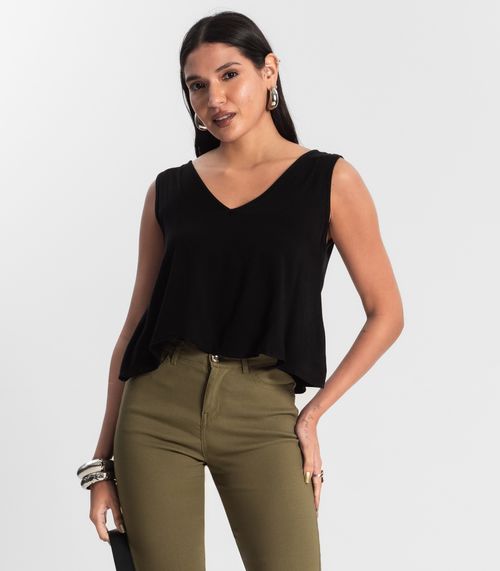 Regata Feminina de Viscose Preto