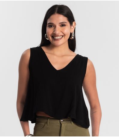 Regata Feminina de Viscose Preto