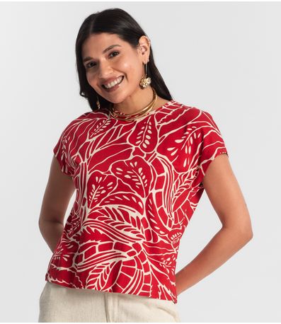 Blusa Feminina Estampada Rovitex Vermelho