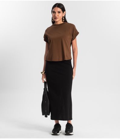 Saia Feminina Midi Malhão Preto