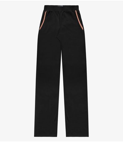Calça Wide Leg Moletinho Feminina Minty Preto
