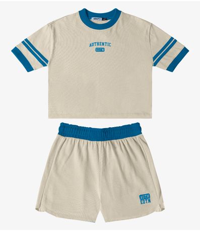 Conjunto Blusa Com Shorts Malhão Feminino Minty Bege