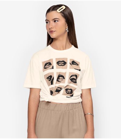 Camiseta Feminina Meia Malha Minty Bege