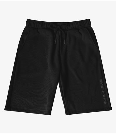 Bermuda Juvenil em Malhão Masculina Minty Preto