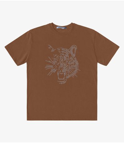 T- Shirt Meia Malha Feminina Minty Marrom