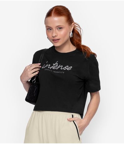 T- Shirt Bordada Feminina Minty Preto