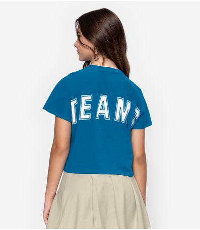 Camiseta Meia Malha Feminina Minty Azul