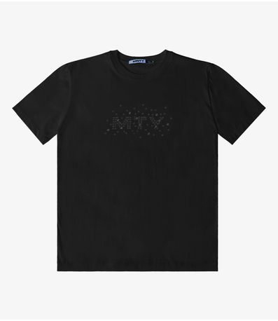 T- Shirt Meia Malha Feminina Minty Preto