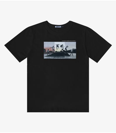 Camiseta Estampada Masculina Minty Preto