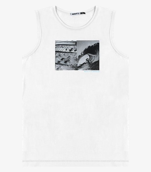 Regata Juvenil Meia Malha Masculina Minty Branco