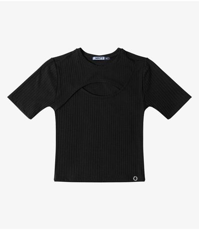 Blusa Canelada Feminina Minty Preto