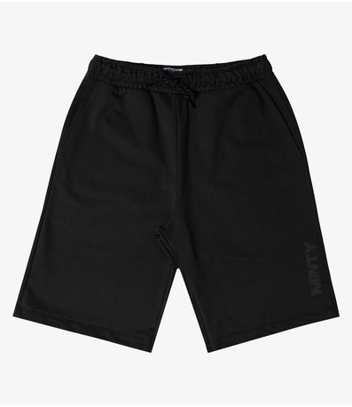 Bermuda Juvenil Em Moletom Masculina Minty Preto