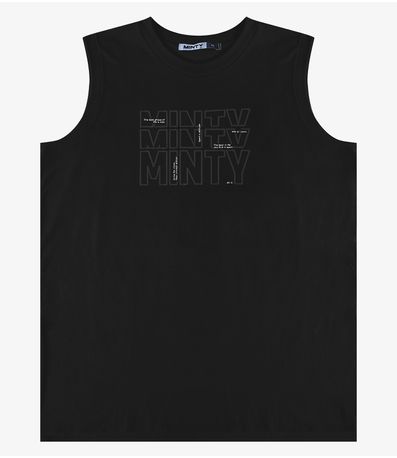 Regata Juvenil Meia Malha Masculina Minty Preto
