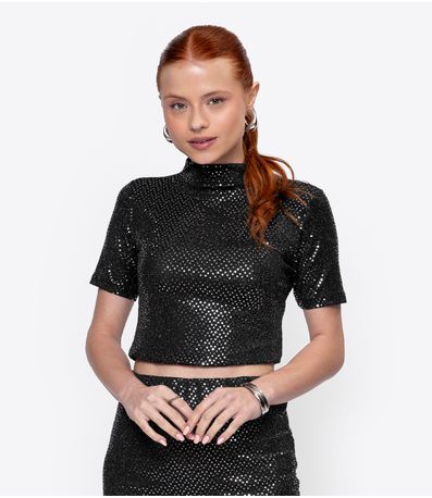 Blusa Lantejoula Feminina Minty Preto