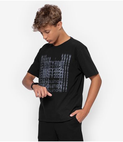 Camiseta Juvenil Estampada Masculina Minty Preto