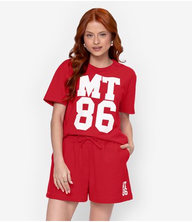 Conjunto Blusa Com Shorts Feminino Minty Vermelho