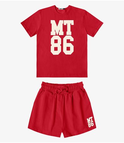 Conjunto Blusa Com Shorts Feminino Minty Vermelho