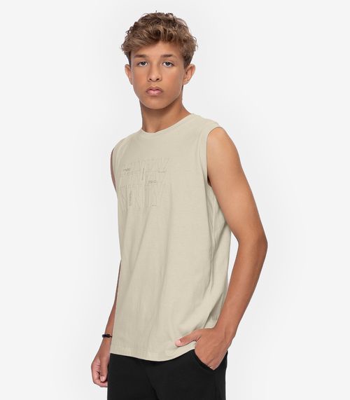 Regata Juvenil Meia Malha Masculina Minty Bege
