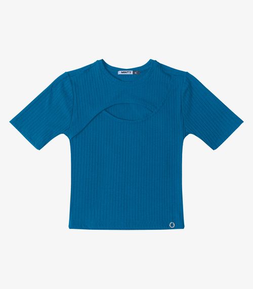 Blusa Canelada Feminina Minty Azul