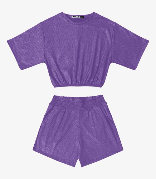 Conjunto Blusa Com Shorts Feminino Minty Roxo