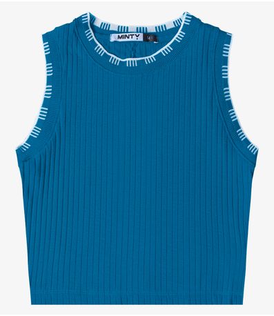Regata Ribana Canelada Feminina Minty Azul