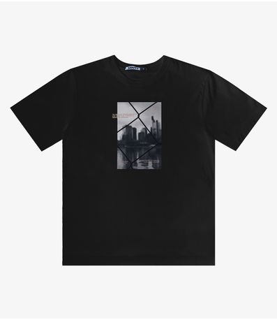 Camiseta Juvenil Meia Malha Masculina Minty Preto
