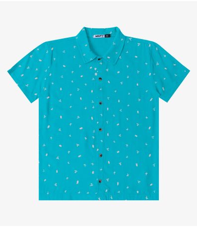 Camisa Juvenil Em Viscose Masculina Minty Azul