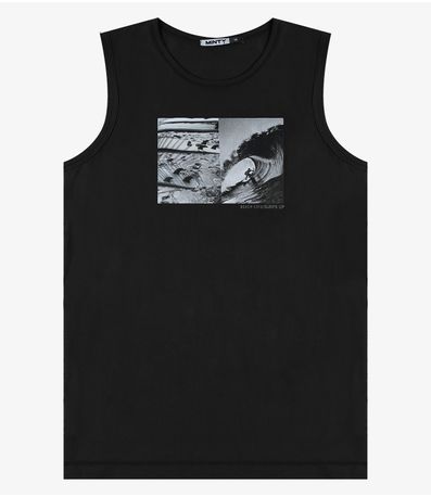 Regata Juvenil Meia Malha Masculina Minty Preto