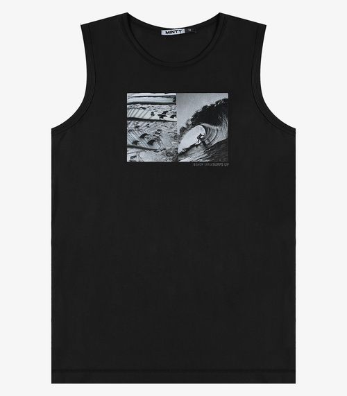 Regata Juvenil Meia Malha Masculina Minty Preto
