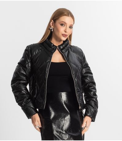 Jaqueta Feminina Puffer Forrada Giada Preto