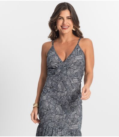 Vestido Longo Feminino Transpassado Select Cinza