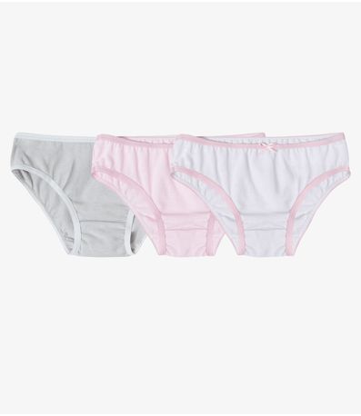 Kit 3 Calcinhas Infantil Lisas Em Algodão Select Rosa