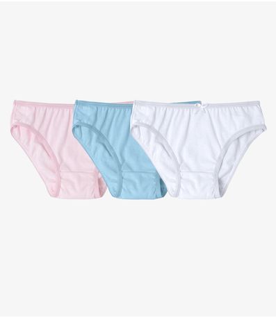 Kit 3 Calcinhas Infantil Lisas Em Algodão Select Branco