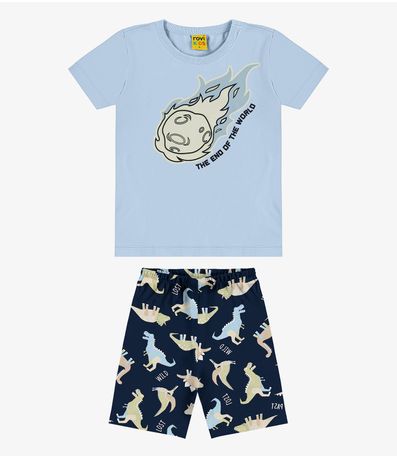 Pijama Infantil Masculino Meia Malha Rovi Kids Azul