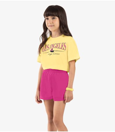 Conjunto Infantil Blusa Com Shorts Rovi kids Amarelo