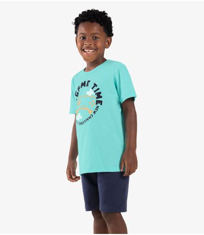 Conjunto Infantil Camiseta Com Bermuda Rovi kids Azul