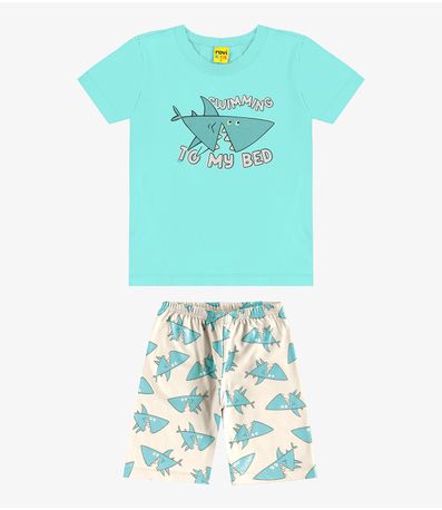 Pijama Infantil Masculino Meia Malha Rovi Kids Azul