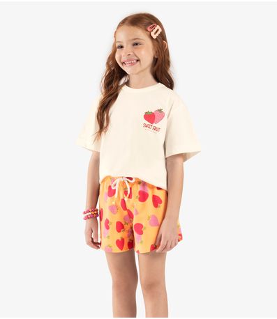 Conjunto Infantil Blusa Com Shorts Bege