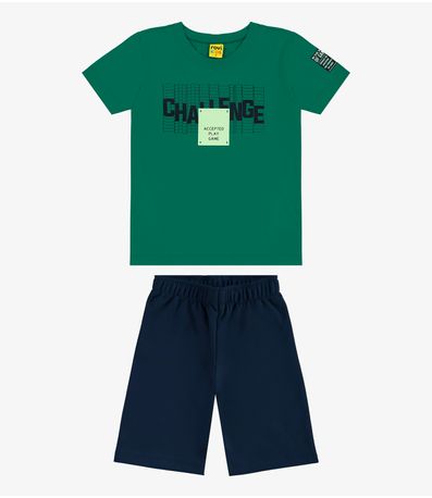 Conjunto Infantil Camiseta Com Bermuda Rovi kids Verde