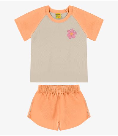 Conjunto Infantil Blusa Com Shorts Rovi Kids Laranja
