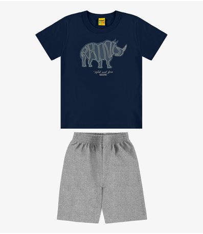 Conjunto Infantil Camiseta Com Bermuda Rovi Kids Azul