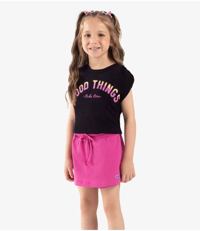 Conjunto Infantil Blusa Com Shorts Saia Rovi Kids Preto
