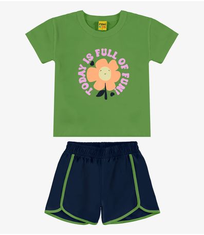 Conjunto Infantil Blusa Com Shorts Verde