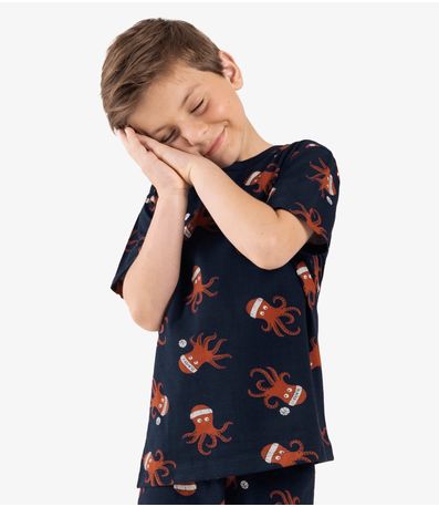 Pijama Infantil Masculino Meia Malha Rovi Kids Azul