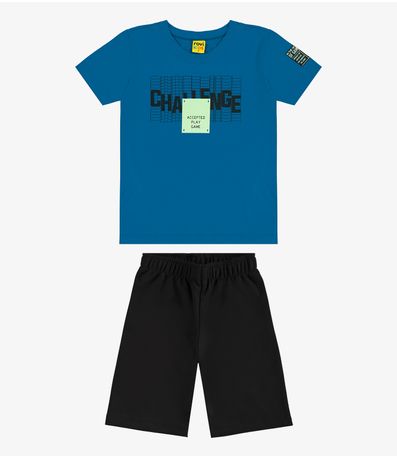 Conjunto Infantil Camiseta Com Bermuda Rovi kids Azul