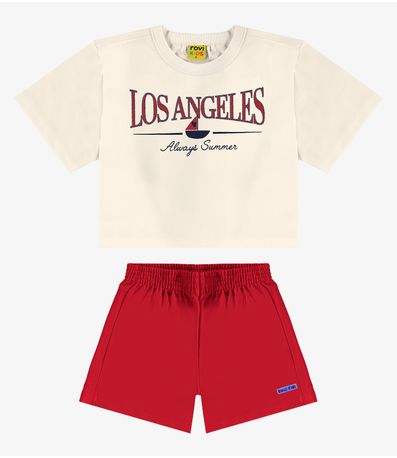 Conjunto Infantil Blusa Com Shorts Rovi kids Bege